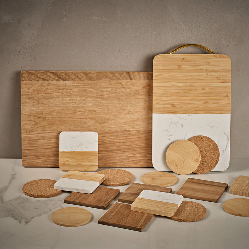 Daska za rezanje od mramora i bambusa s gornjom drškom