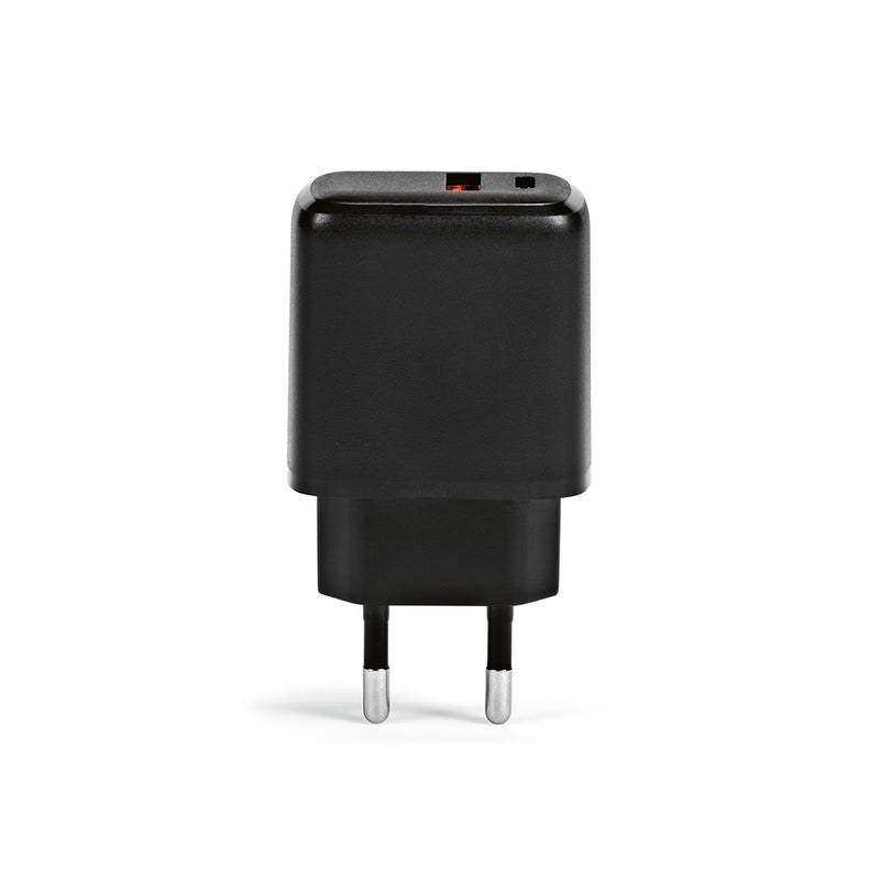 Promotivni zidni punjač izrađen od reciklirane plastike, crna boja | Reklamni pokloni