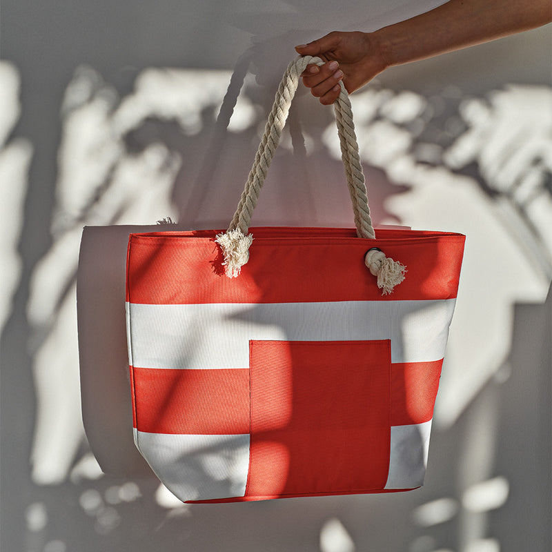 Promo termo torba za plažu od 600D RPET-a, crvene boje | Poslovni pokloni | Reklamni pokloni