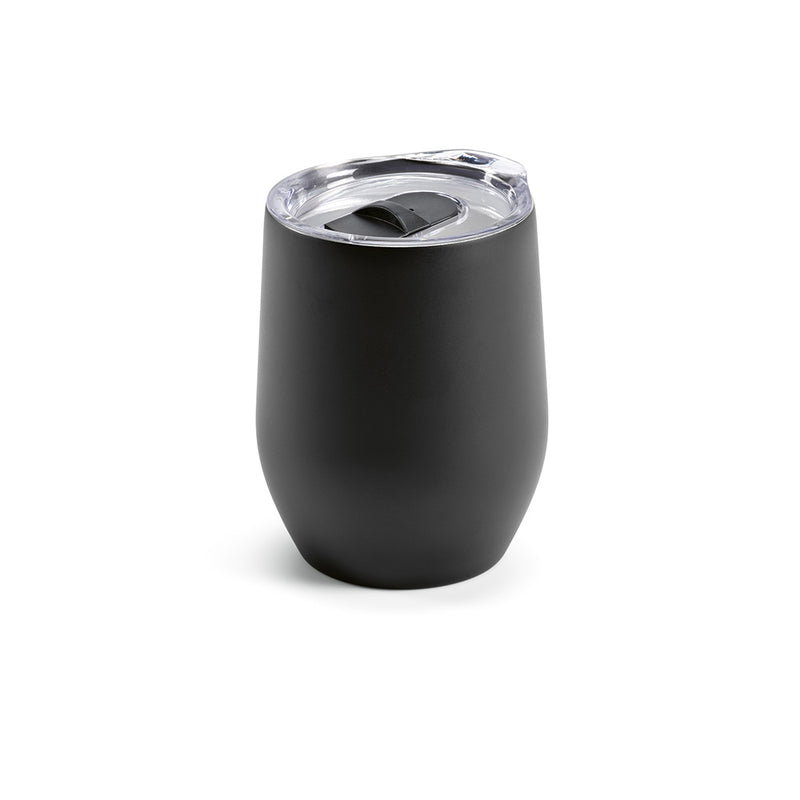 Reklamna putna šalica od recikliranog nehrđajućeg čelika, crna boja | Promidžbeni pokloni