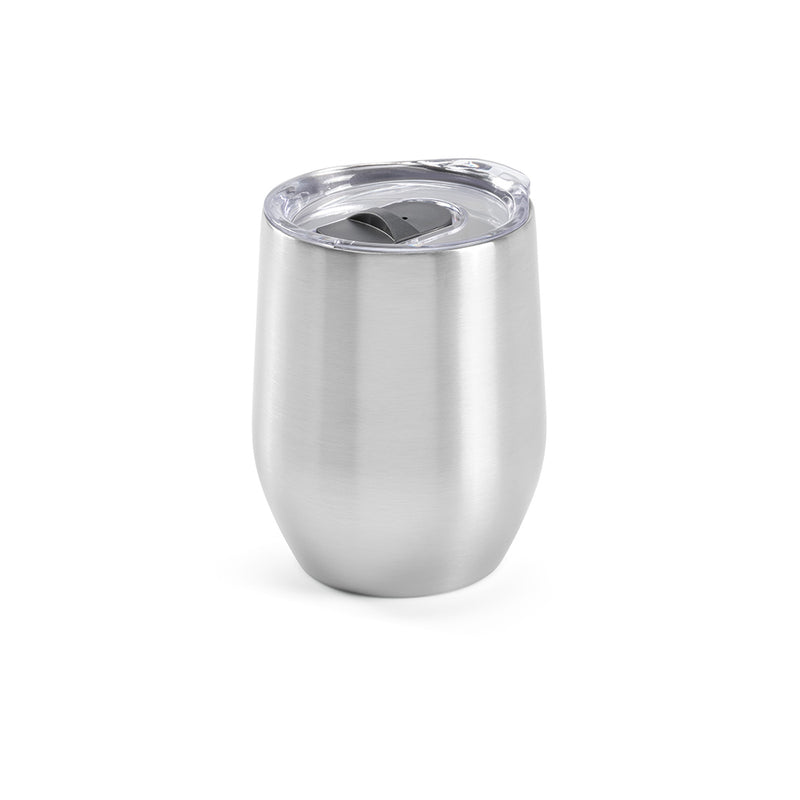 Reklamna putna šalica od recikliranog nehrđajućeg čelika, srebrna boja | Promidžbeni pokloni