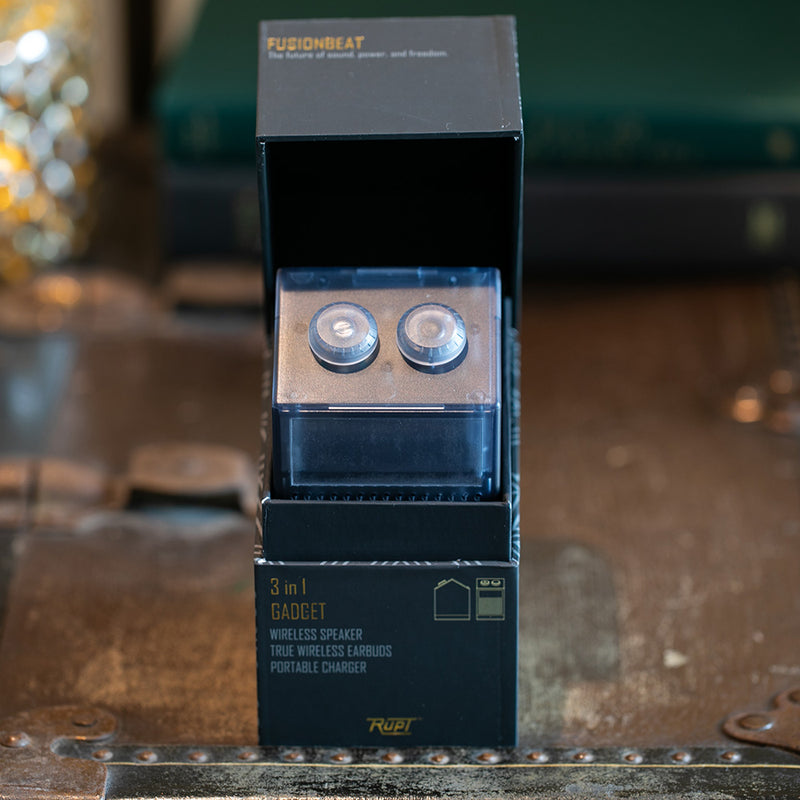 3-u-1 slušalice, zvučnik i powerbank od reciklirane plastike