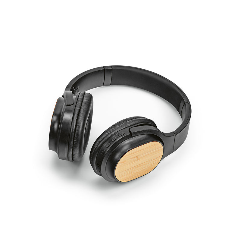 Promotivni bežične slušalice s bambus detaljima, crna boja | Reklamni pokloni