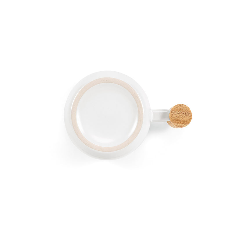 Promotivna keramička šalica s bambus poklopcem i ručkom – 380 ml, bijela boja | Reklamni pokloni