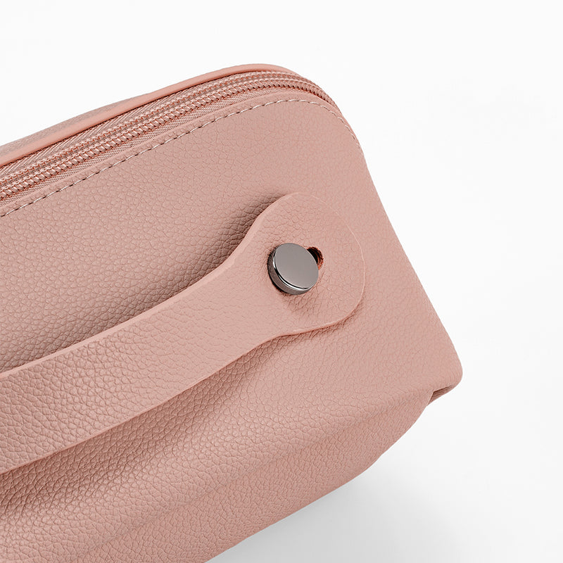Reklamna toaletna torbica od reciklirane kože, ružičaste boje | Poslovni pokloni