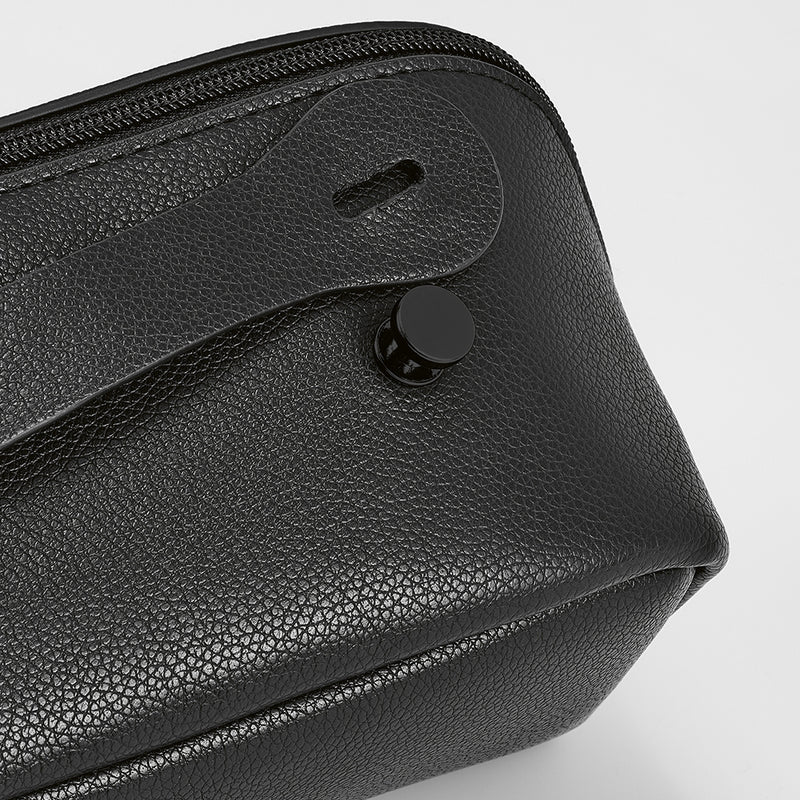 Reklamna toaletna torbica od reciklirane kože, crne boje | Poslovni pokloni