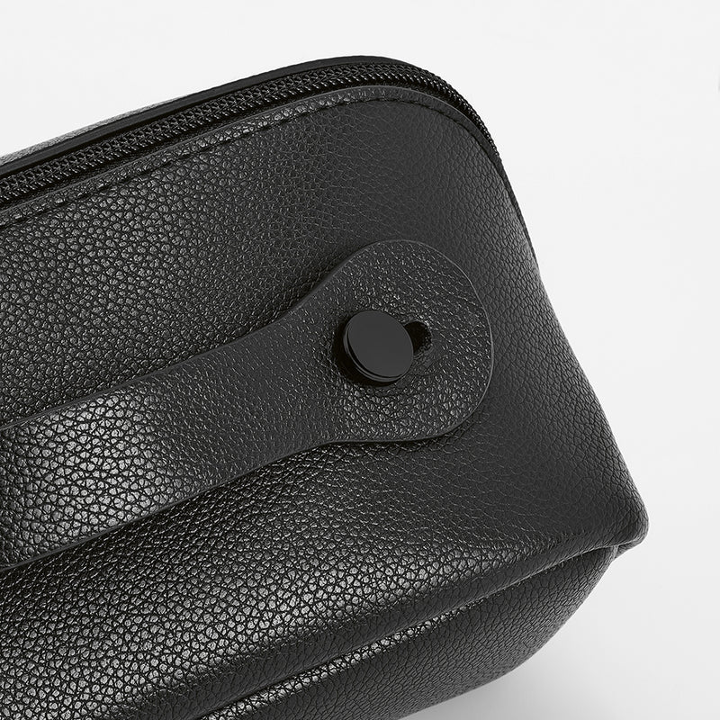 Promo toaletna torbica od reciklirane kože, crne boje | Poslovni pokloni