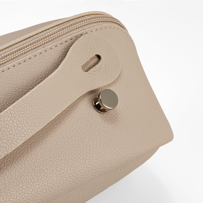 Reklamna toaletna torbica od reciklirane kože, bež boje | Poslovni pokloni