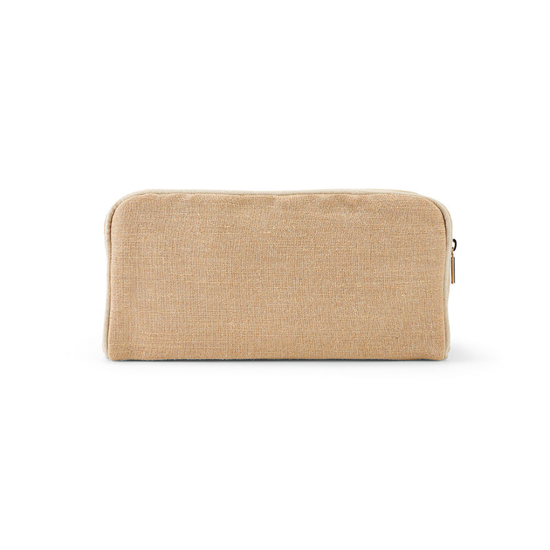 Promotivna toaletna torbica od juta materijala, smeđa boja | Reklamni pokloni