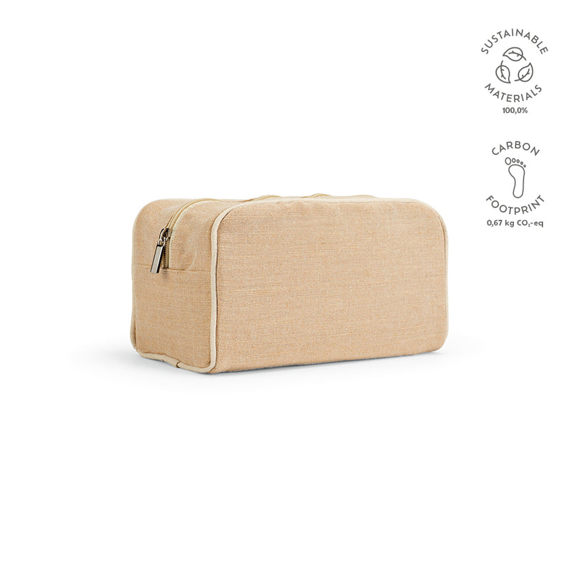 Promotivna toaletna torbica od juta materijala, smeđa boja | Poslovni pokloni
