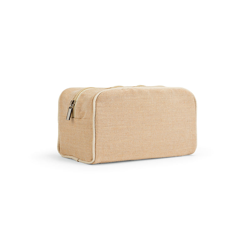 Reklamna toaletna torbica od juta materijala, smeđa boja | Poslovni pokloni