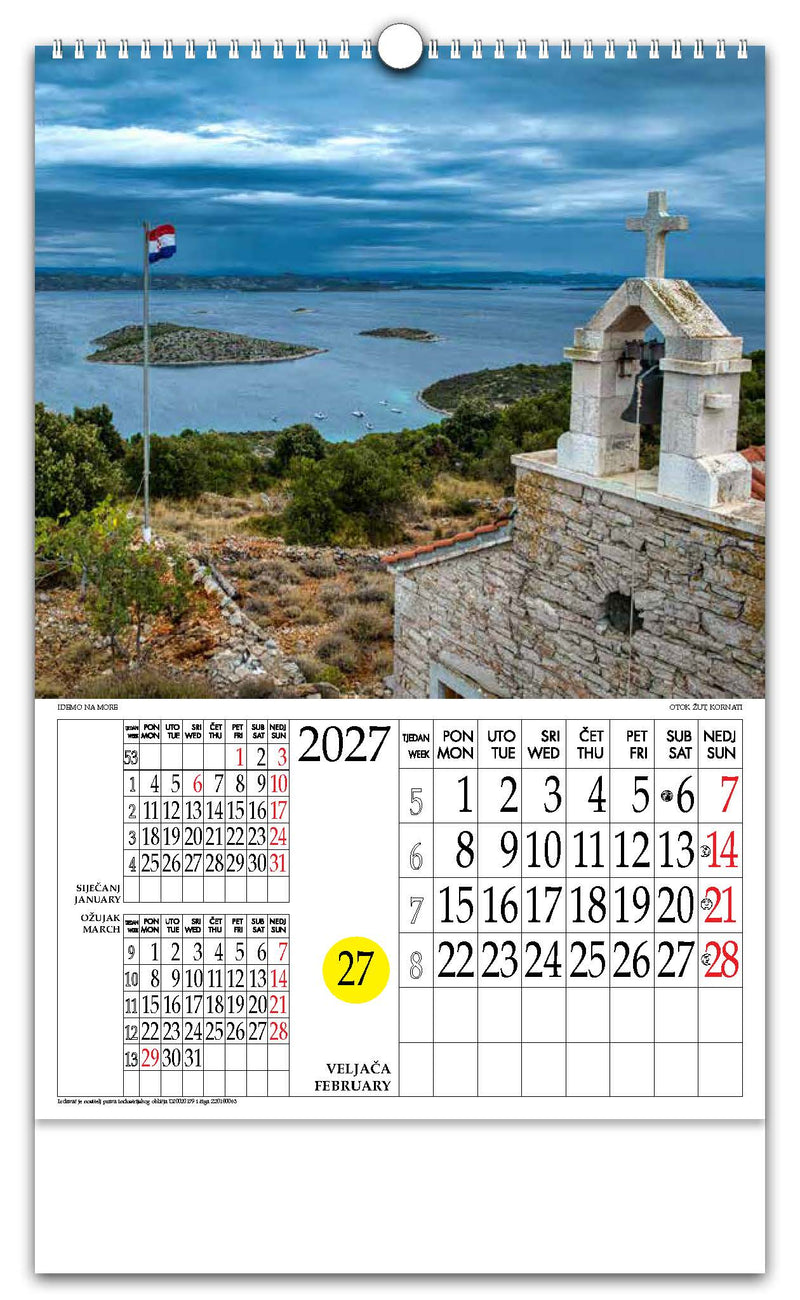 Jedinstveni promotivni zidni kalendar s rotacijskim krugom Idemo na more