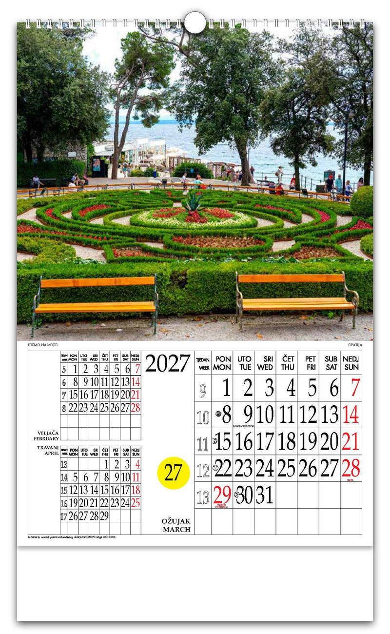 Jedinstveni promotivni zidni kalendar s rotacijskim krugom Idemo na more