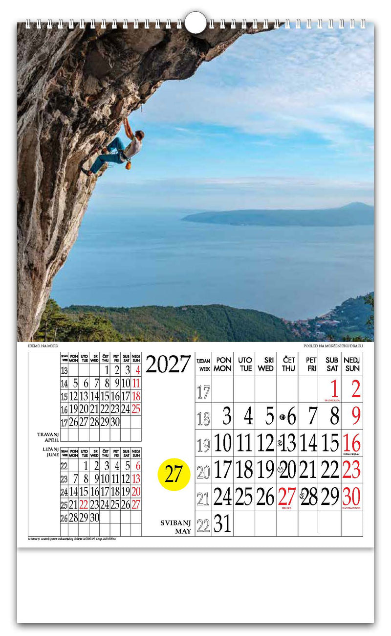 Jedinstveni promotivni zidni kalendar s rotacijskim krugom Idemo na more