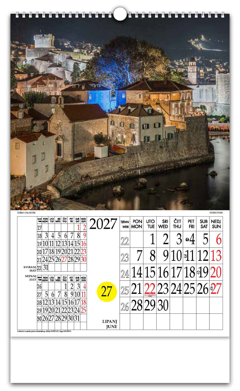 Jedinstveni promotivni zidni kalendar s rotacijskim krugom Idemo na more