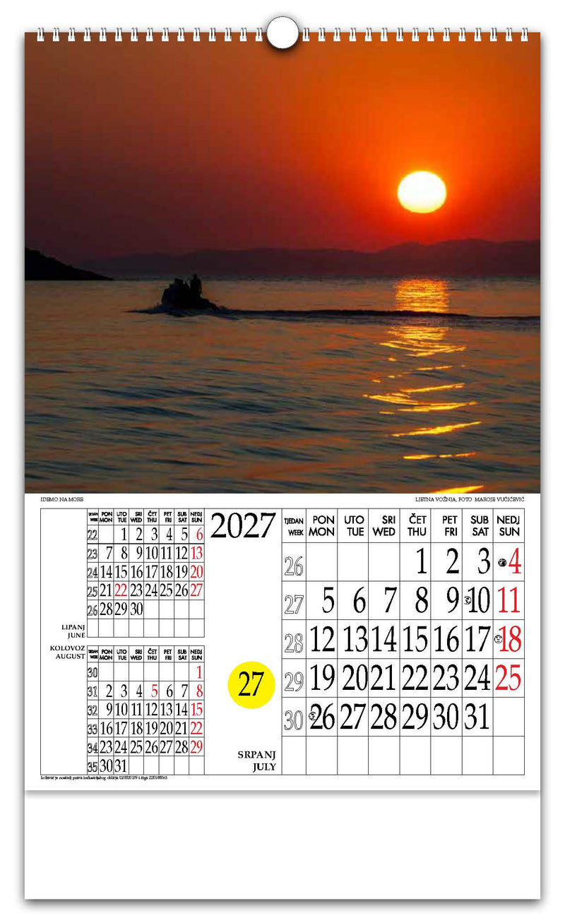 Jedinstveni promotivni zidni kalendar s rotacijskim krugom Idemo na more