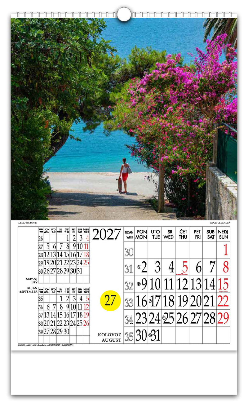 Jedinstveni promotivni zidni kalendar s rotacijskim krugom Idemo na more