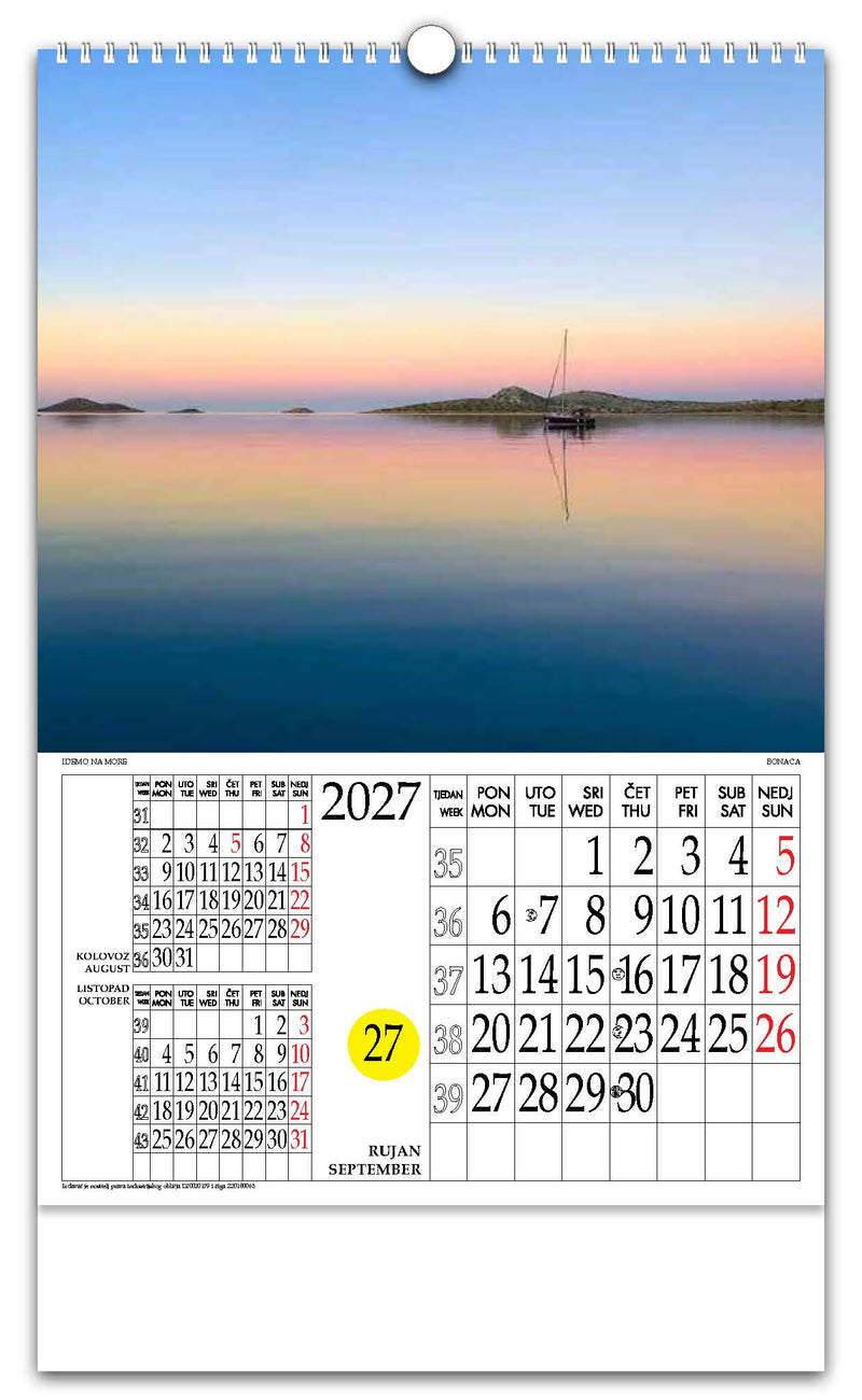 Jedinstveni promotivni zidni kalendar s rotacijskim krugom Idemo na more