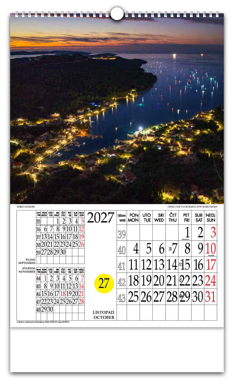 Jedinstveni promotivni zidni kalendar s rotacijskim krugom Idemo na more