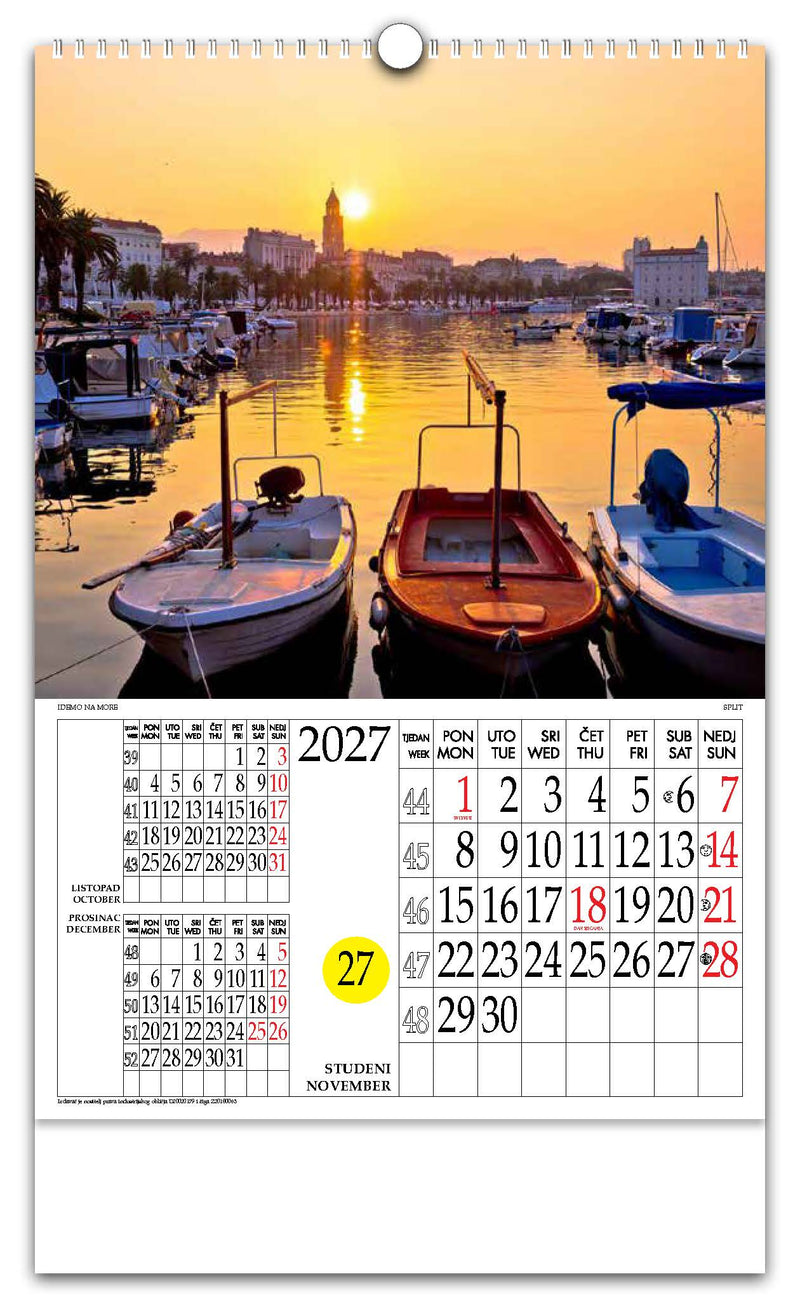 Jedinstveni promotivni zidni kalendar s rotacijskim krugom Idemo na more