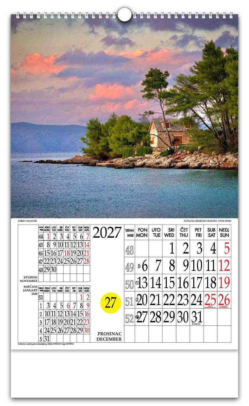 Jedinstveni promotivni zidni kalendar s rotacijskim krugom Idemo na more