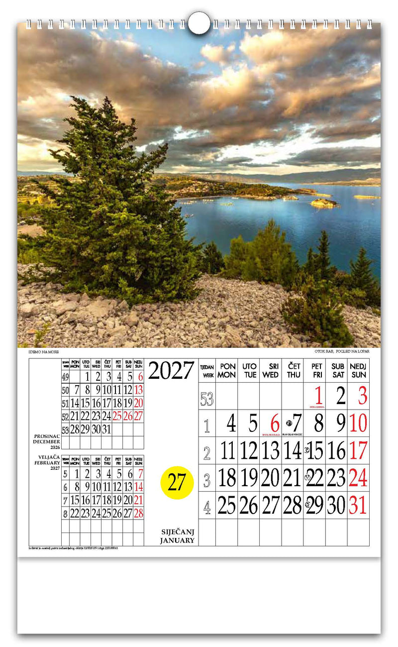 Jedinstveni promotivni zidni kalendar s rotacijskim krugom Idemo na more