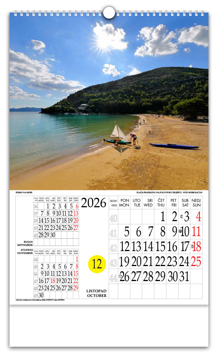 Jedinstveni promotivni zidni kalendar s rotacijskim krugom Idemo na more