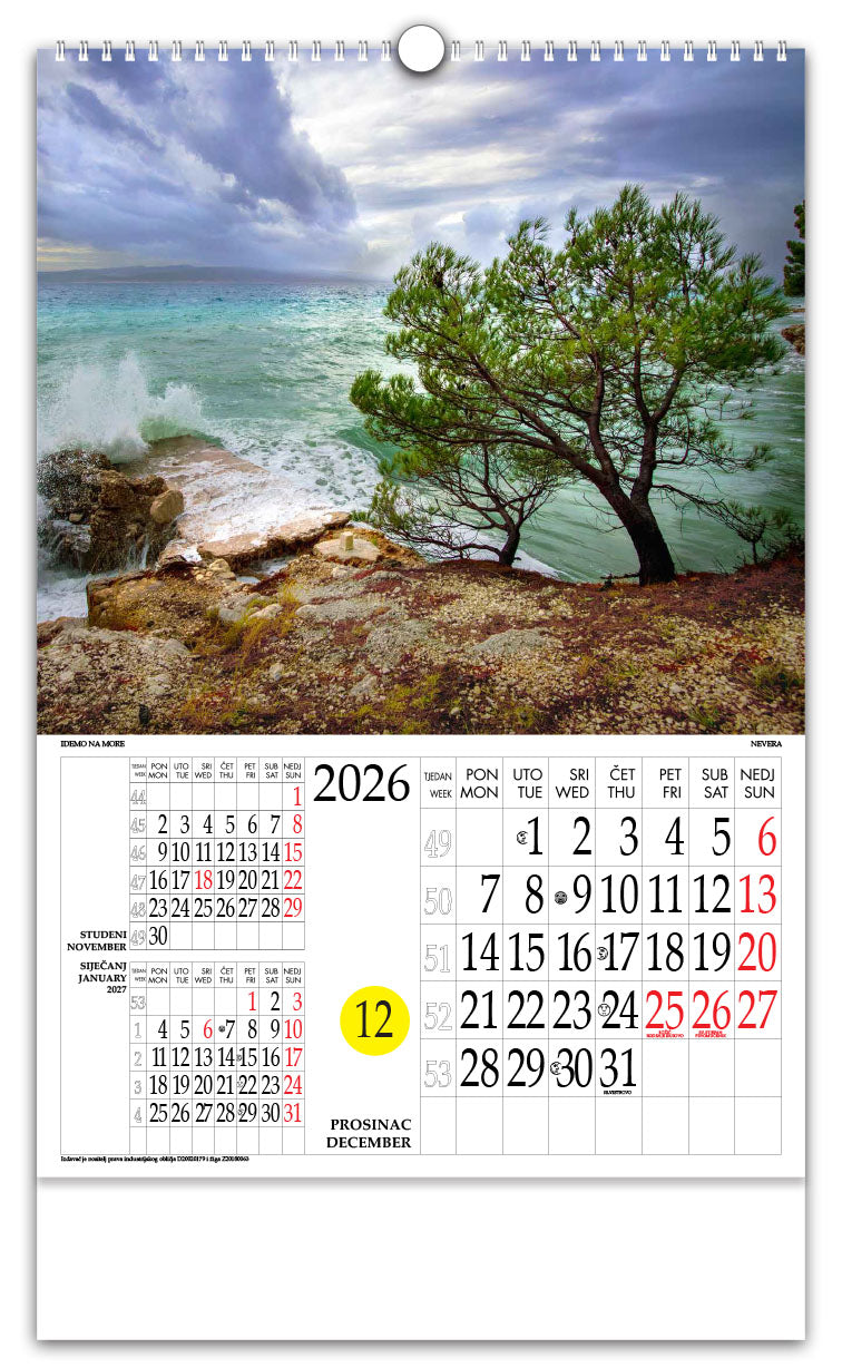 Jedinstveni promotivni zidni kalendar s rotacijskim krugom Idemo na more