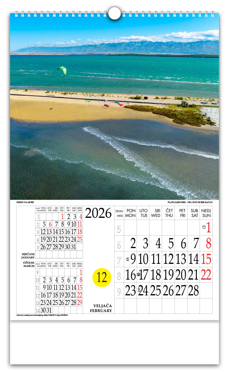 Jedinstveni promotivni zidni kalendar s rotacijskim krugom Idemo na more