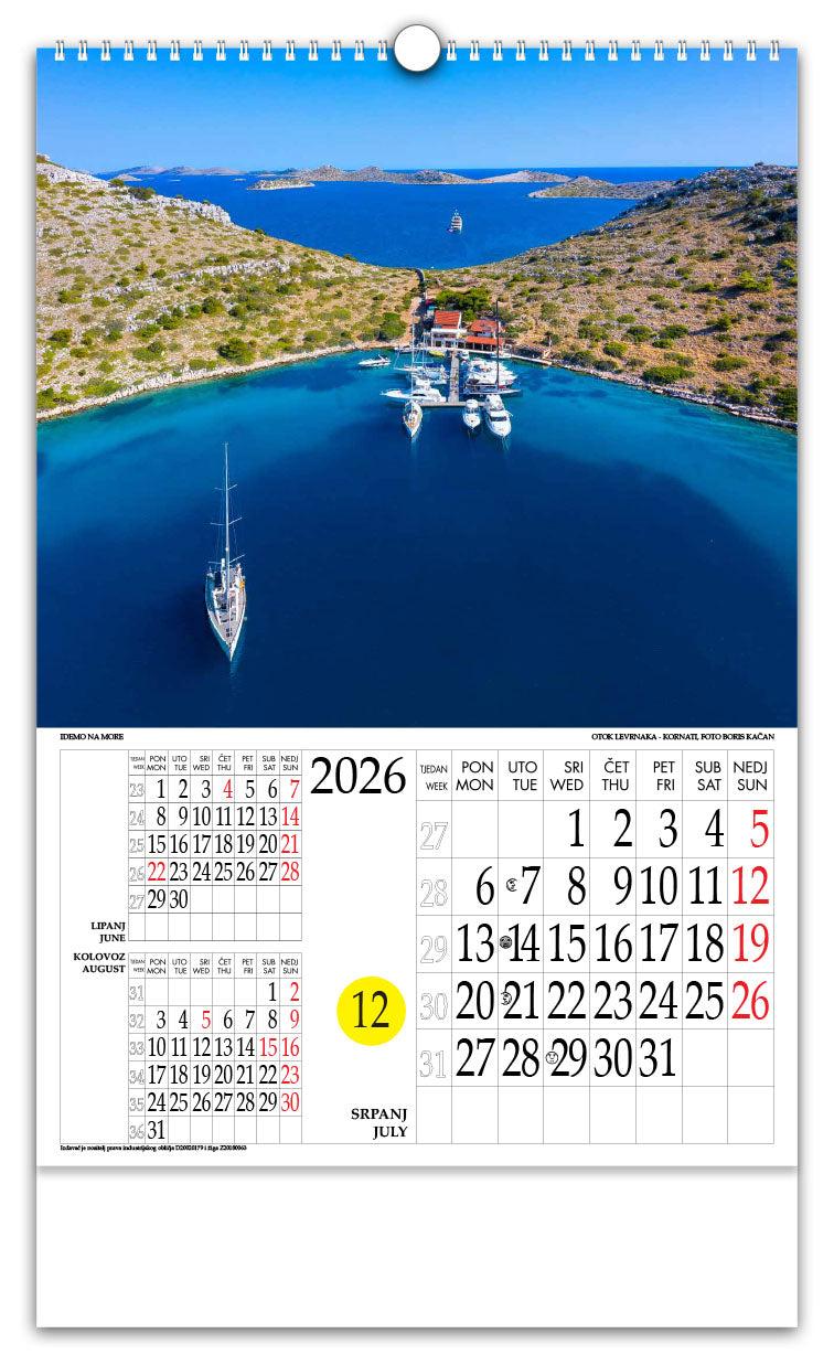 Jedinstveni promotivni zidni kalendar s rotacijskim krugom Idemo na more