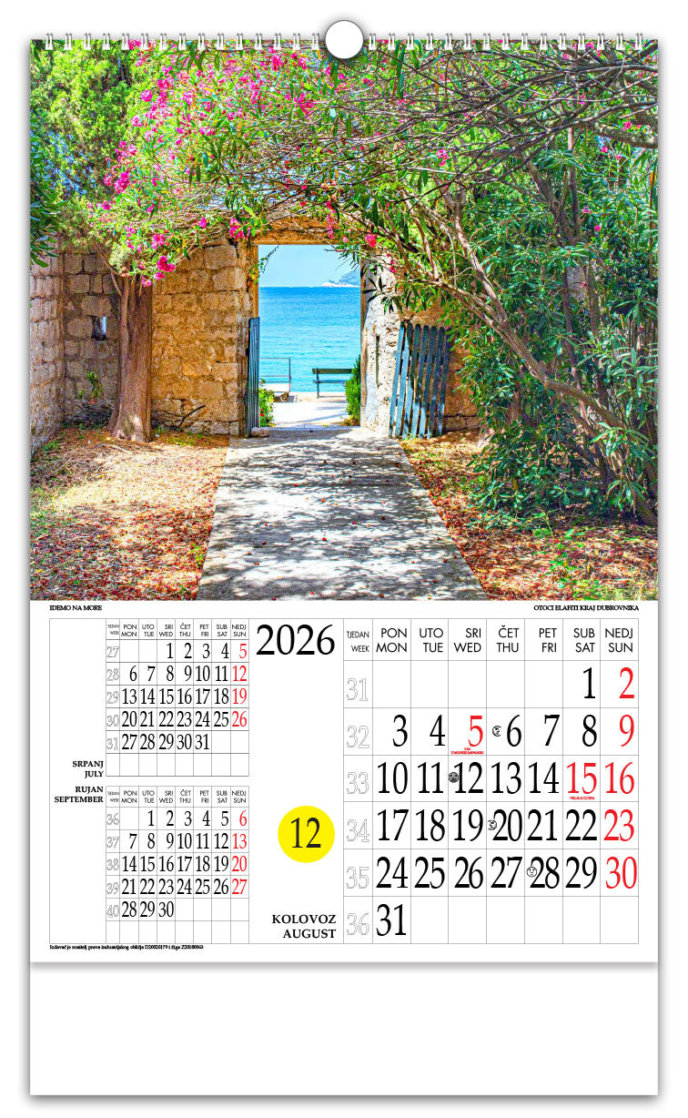 Jedinstveni promotivni zidni kalendar s rotacijskim krugom Idemo na more