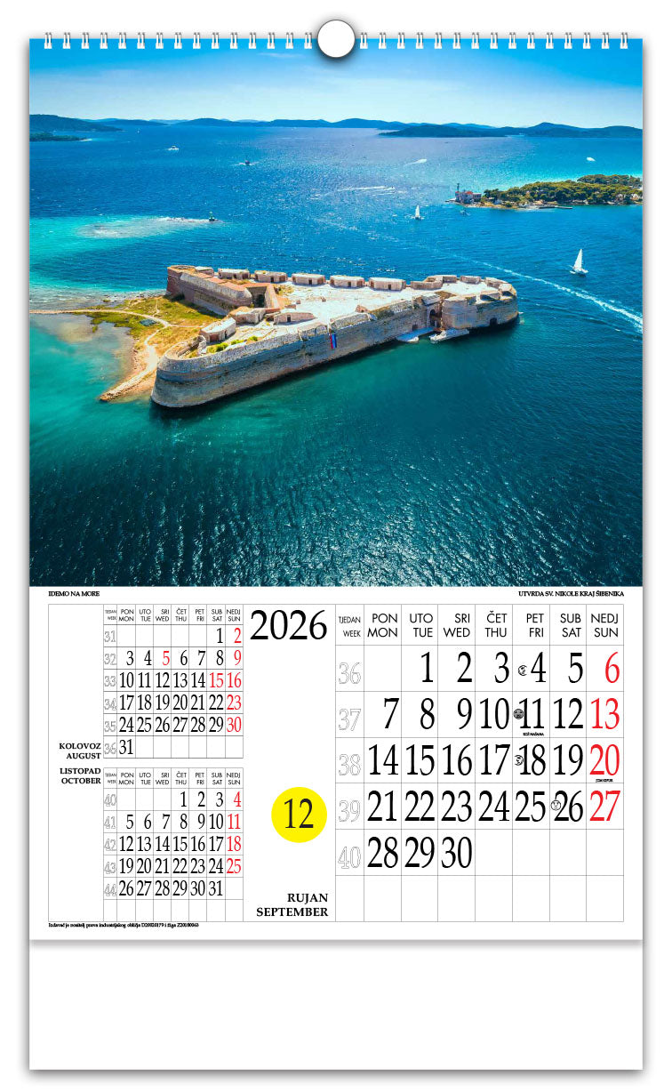 Jedinstveni promotivni zidni kalendar s rotacijskim krugom Idemo na more