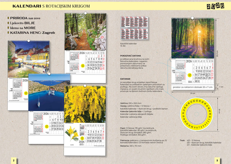 Jedinstveni promotivni zidni kalendar s rotacijskim krugom Idemo na more