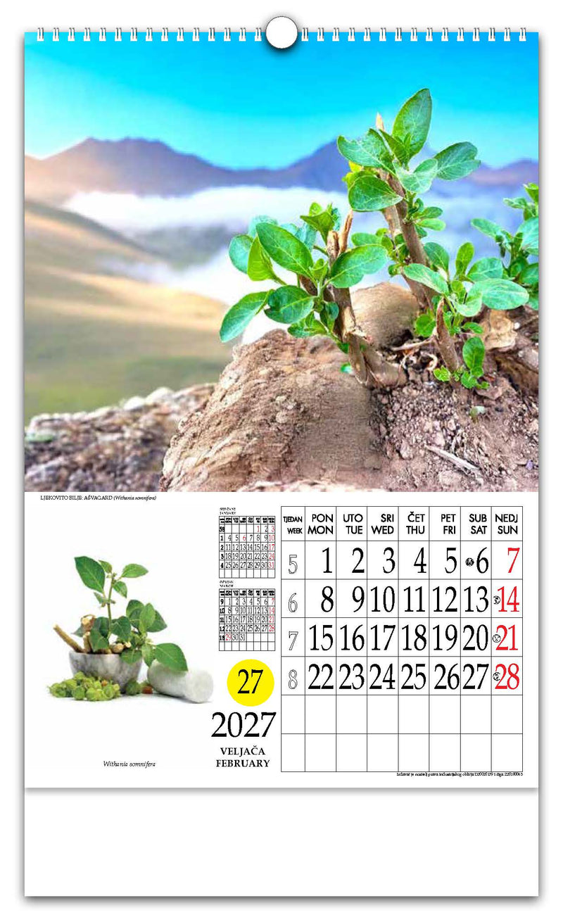 Jedinstveni promotivni zidni kalendar s rotacijskim krugom Ljekovito bilje