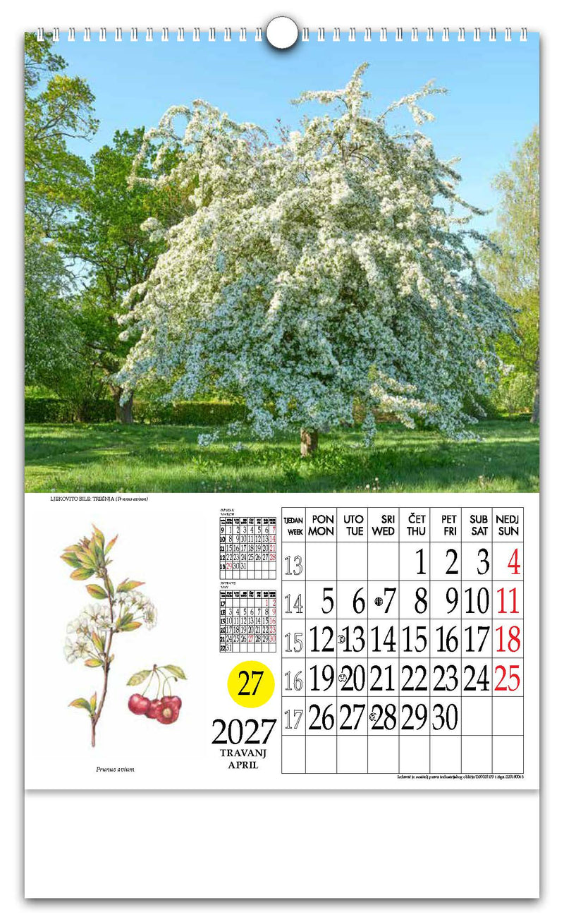 Jedinstveni promotivni zidni kalendar s rotacijskim krugom Ljekovito bilje