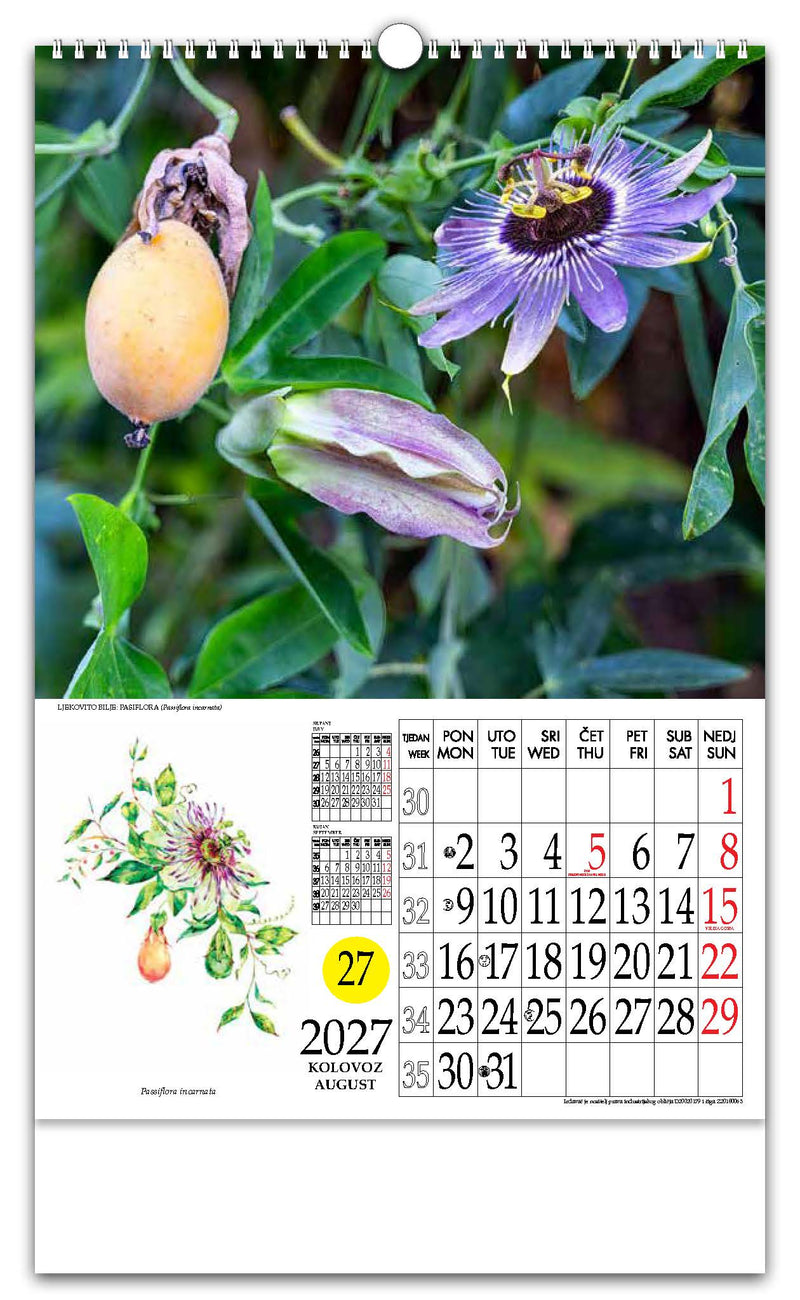 Jedinstveni promotivni zidni kalendar s rotacijskim krugom Ljekovito bilje