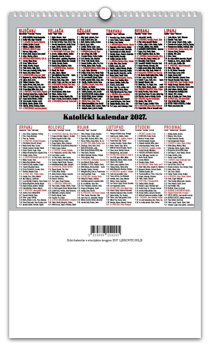 Jedinstveni promotivni zidni kalendar s rotacijskim krugom Ljekovito bilje