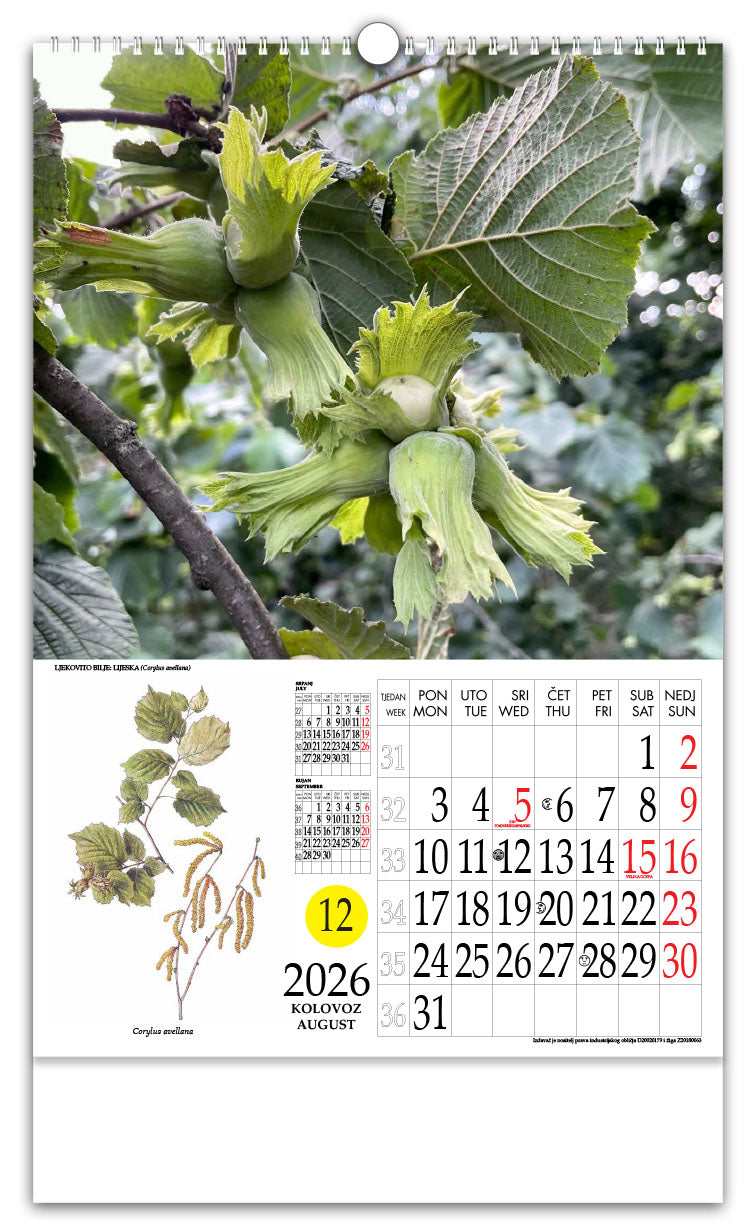 Jedinstveni promotivni zidni kalendar s rotacijskim krugom Ljekovito bilje