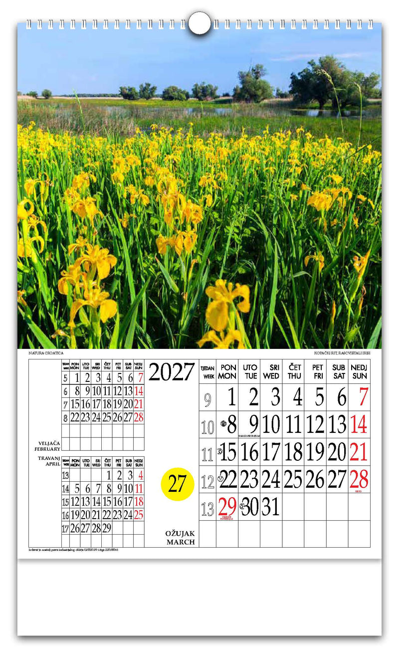 Jedinstveni promotivni zidni kalendar s rotacijskim krugom Natura Croatica