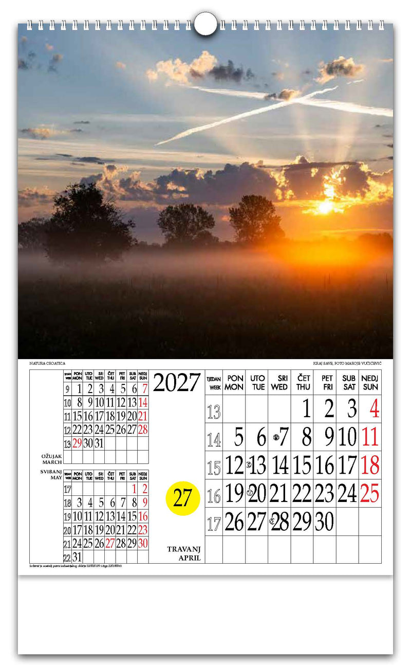 Jedinstveni promotivni zidni kalendar s rotacijskim krugom Natura Croatica
