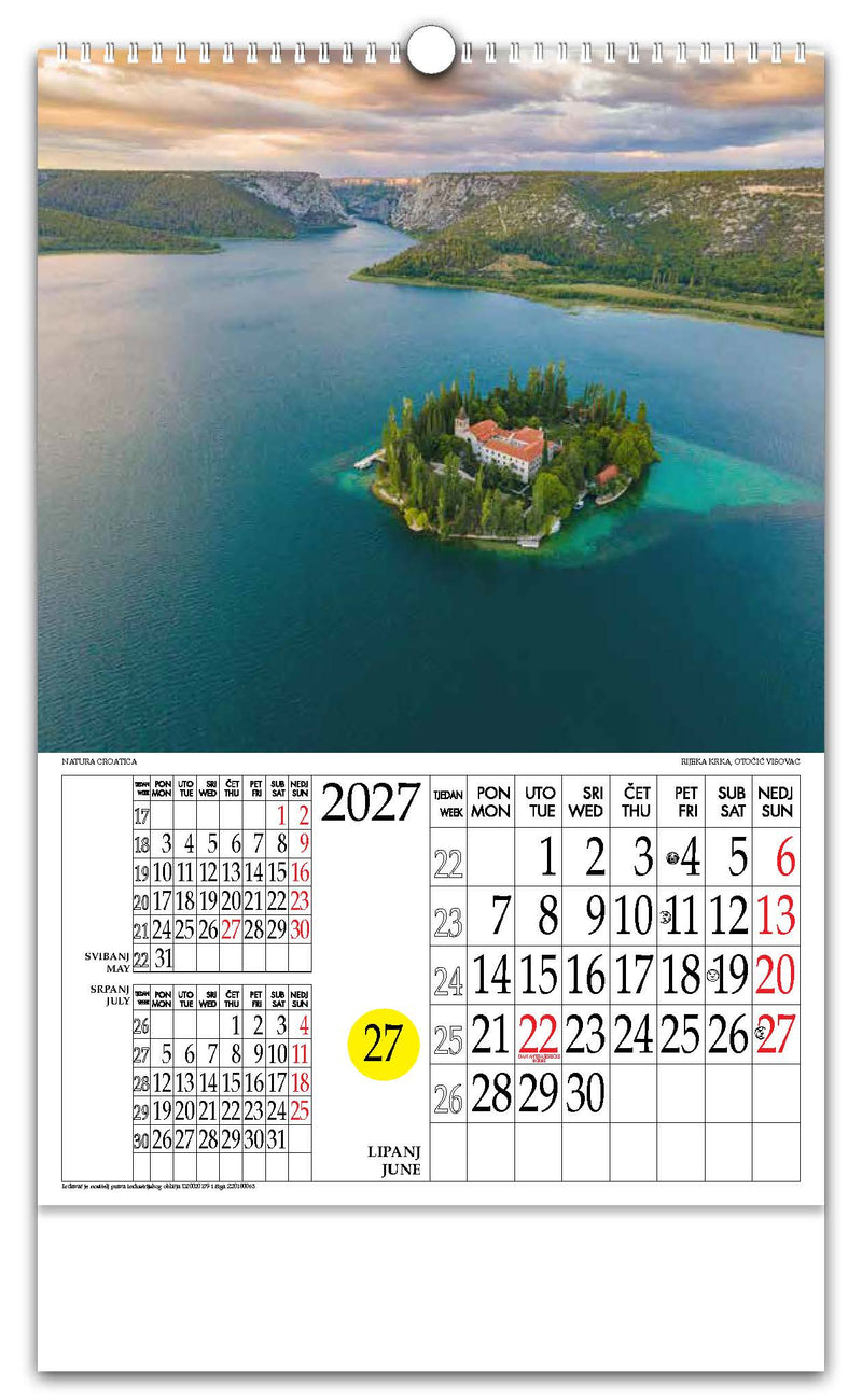 Jedinstveni promotivni zidni kalendar s rotacijskim krugom Natura Croatica