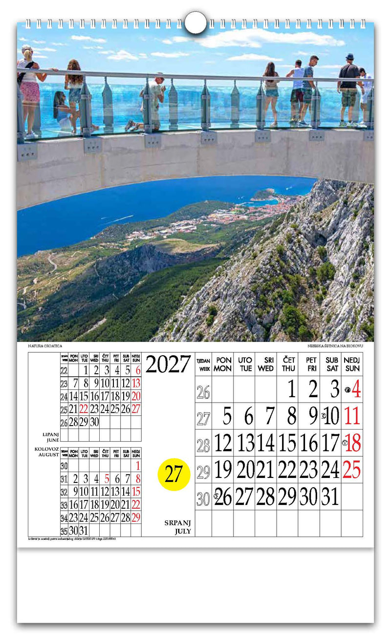 Jedinstveni promotivni zidni kalendar s rotacijskim krugom Natura Croatica