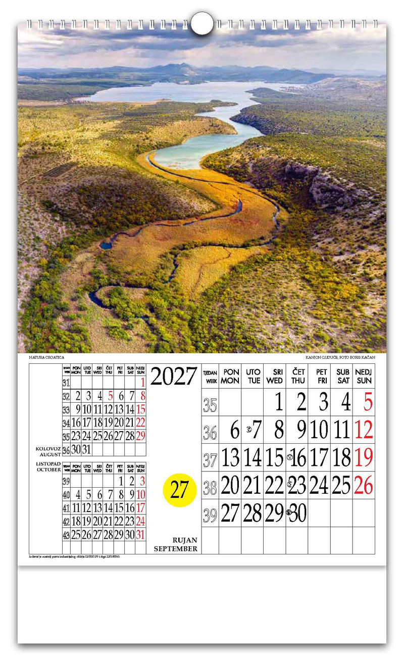 Jedinstveni promotivni zidni kalendar s rotacijskim krugom Natura Croatica