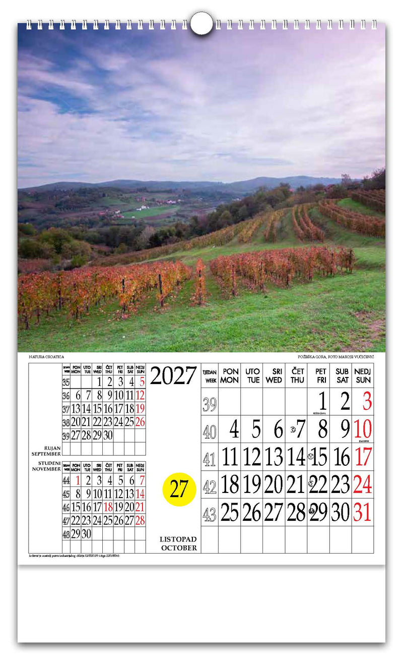 Jedinstveni promotivni zidni kalendar s rotacijskim krugom Natura Croatica