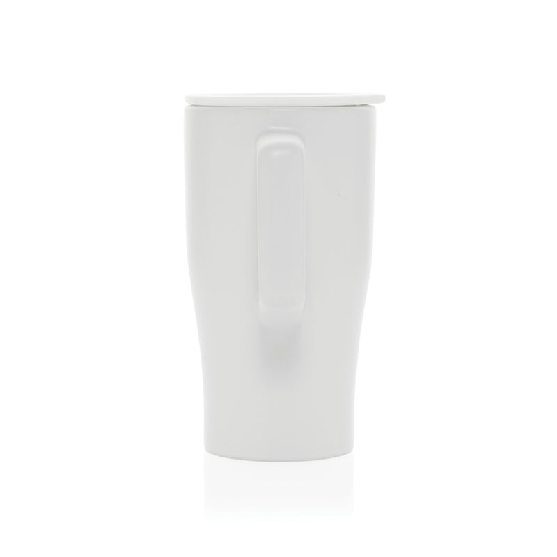Reklamna keramička šalica s poklopcem, 490 ml, bijele boje | Promo pokloni