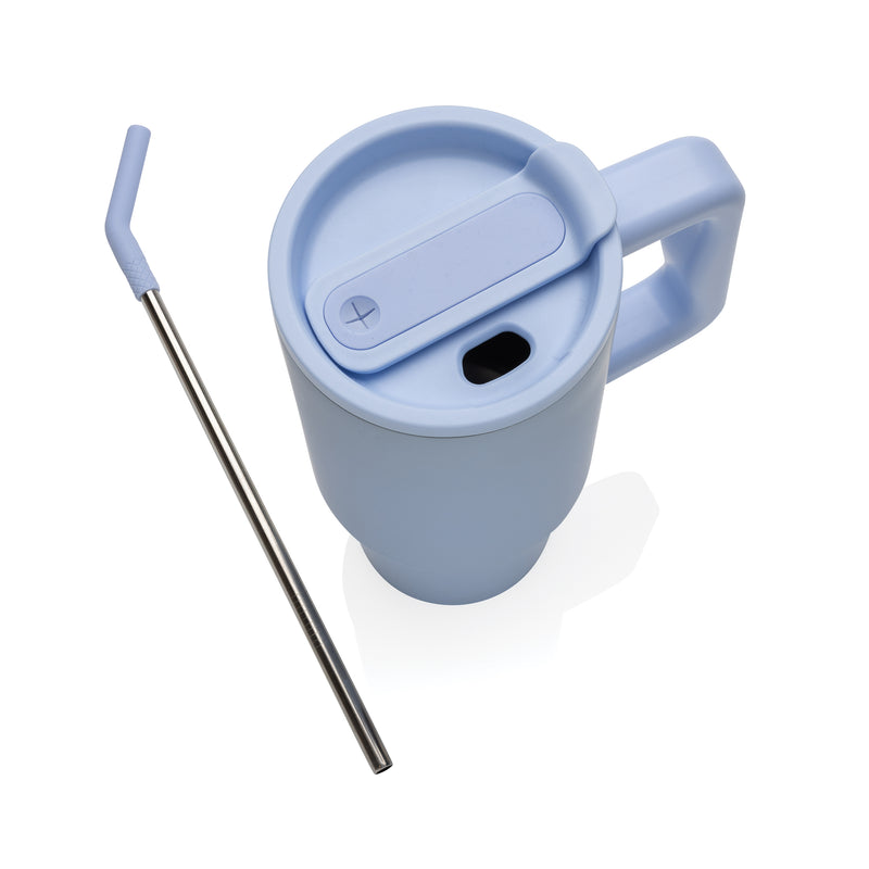 Promidžbena termo boca od recikliranog nehrđajućeg čelika, 900ml, plave boje | Reklamni pokloni