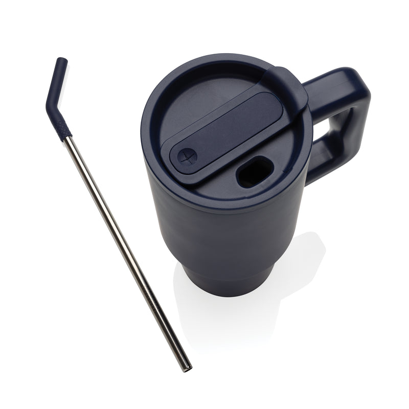 Promotivna termo boca od recikliranog nehrđajućeg čelika, 900ml, navy plave boje | Poslovni pokloni | Promo pokloni