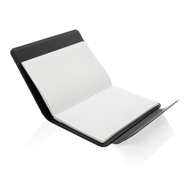 Promotivna A5 poslovna mapa od recikliranog PU materijala s patentnim zatvaračem, crne boje | Reklamni pokloni