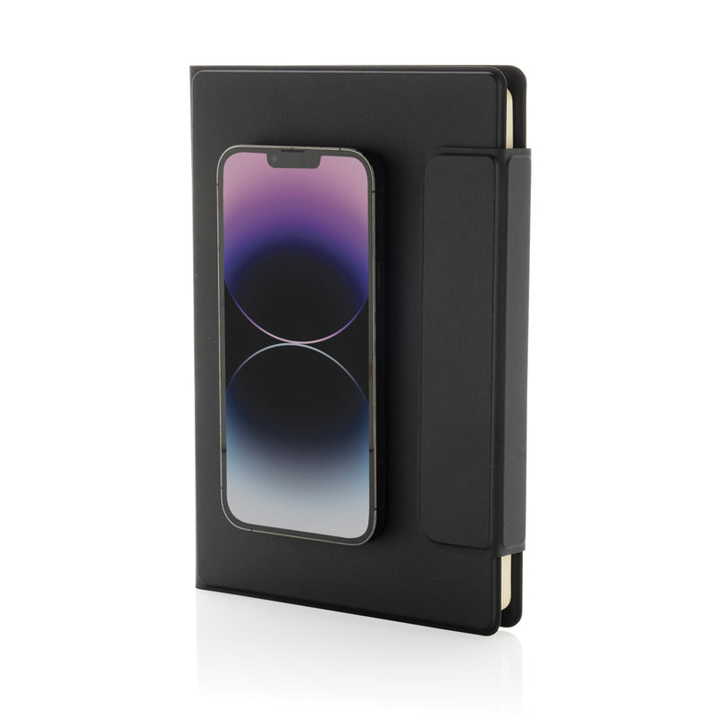 Reklamna A5 poslovna mapa od recikliranog poliestera, crna boja | Poslovni pokloni