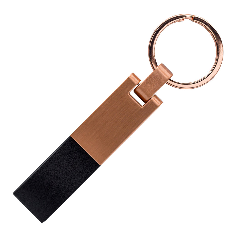 Metalni rose gold privjesak za ključeve s crnom eko kožom